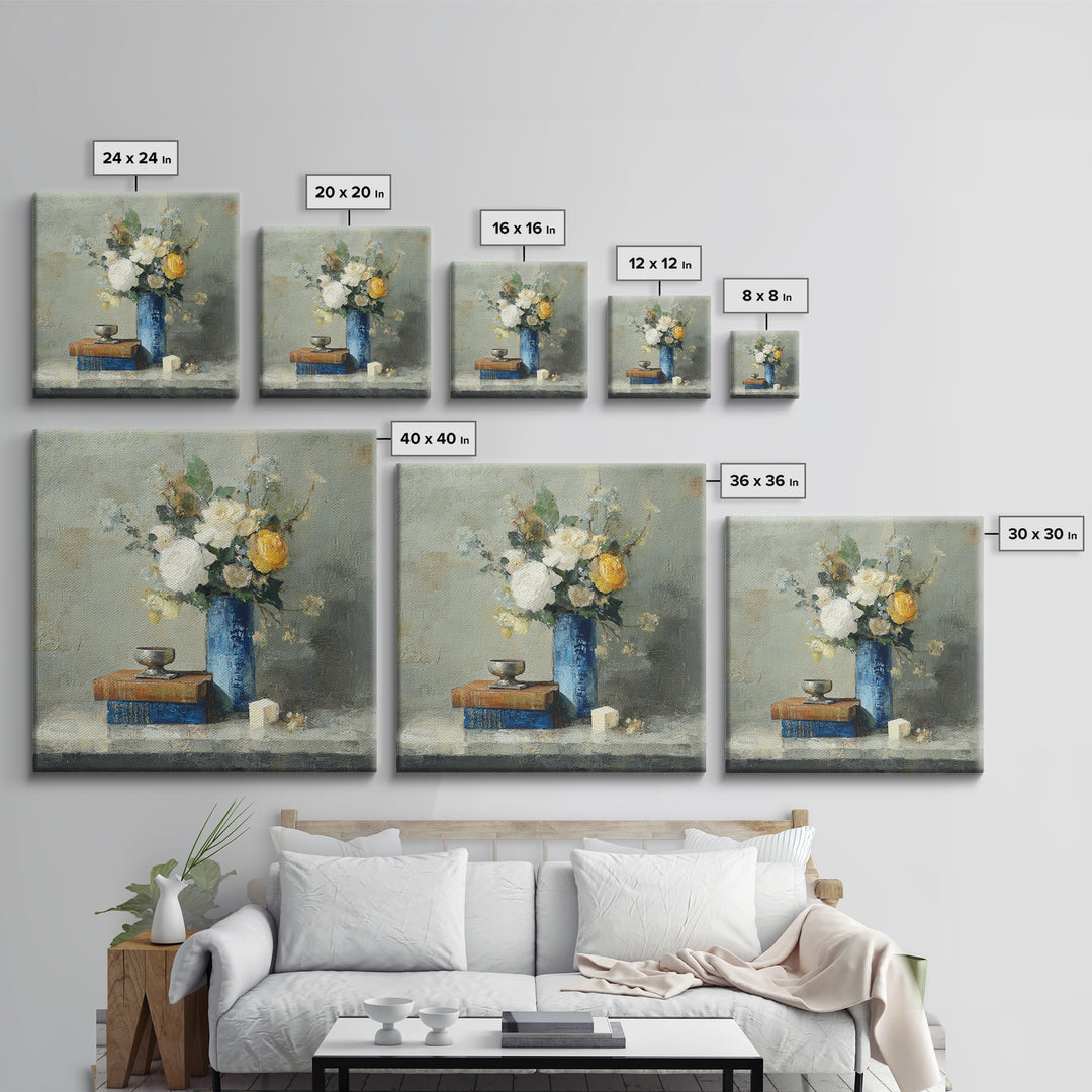 Classic Oil Painted Floral Still Life Canvas Print, Hotel Art, Statement Artwork, Hotel Decor, Fine Art, Boutique, Wall Decor, HOT-1x1-9