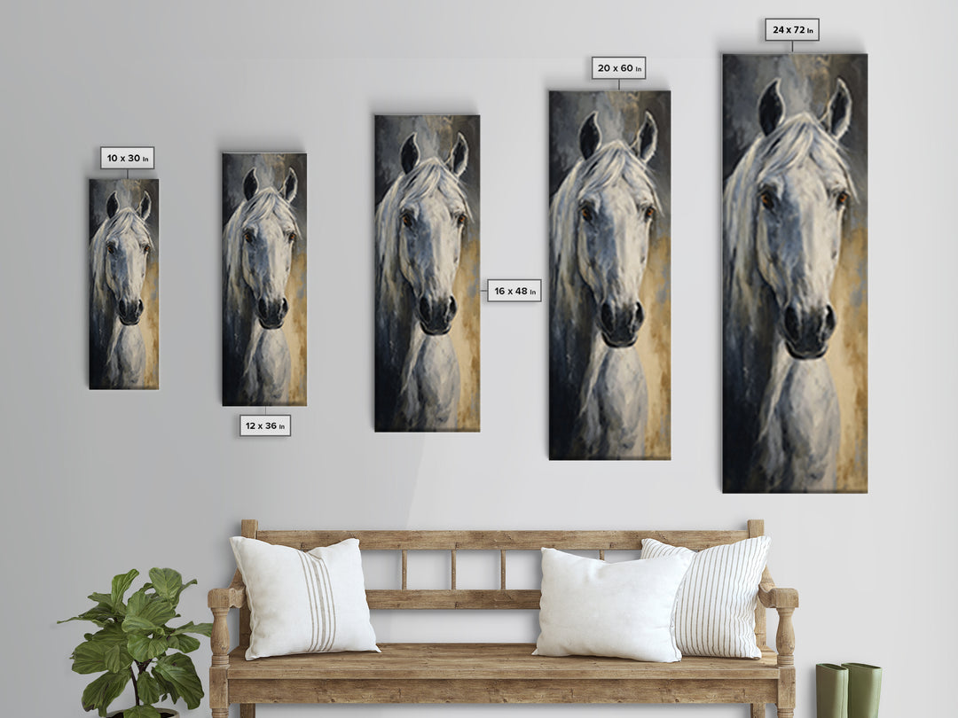 Neutral Horse Portrait Canvas Print, Hotel Art, Gallery Wall Set, Hotel Decor, Fine Art, Boutique, Textured Painting, HOT-1x3-100