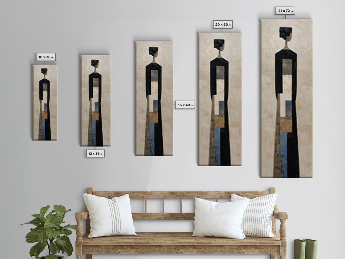 Simple Black Line Figure Canvas Print, Hotel Art, Living Room Decor, Hotel Decor, Boutique, City Wall Art, Beach House Decor, HOT-1x3-11
