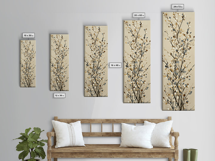 Elegant Botanical Branch on Ivory Ground Canvas Print, Hotel Art, Poster, Hotel Decor, Fine Art, Boutique, Wood Wall Art, HOT-1x3-17