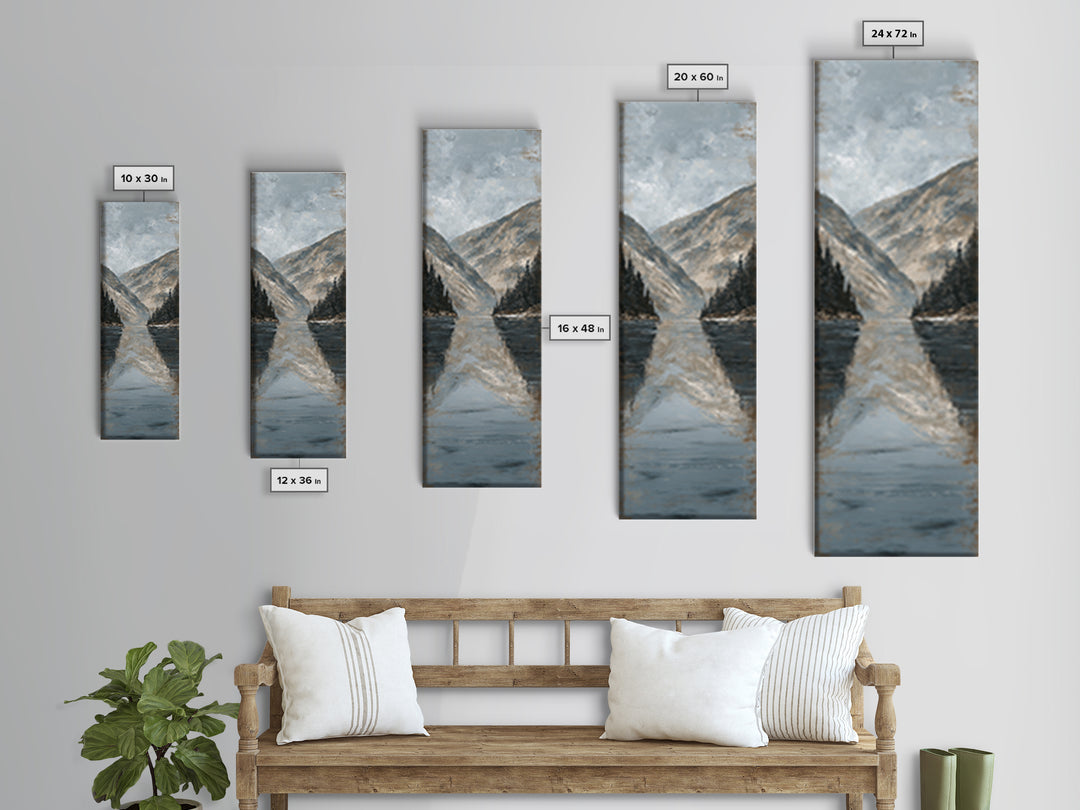 Serene Mountain Lake for Boutique Hotel Mood Framed Canvas Print, Hotel Art, Poster, Hotel Decor, Fine Art, Boutique, HOT-1x3-20
