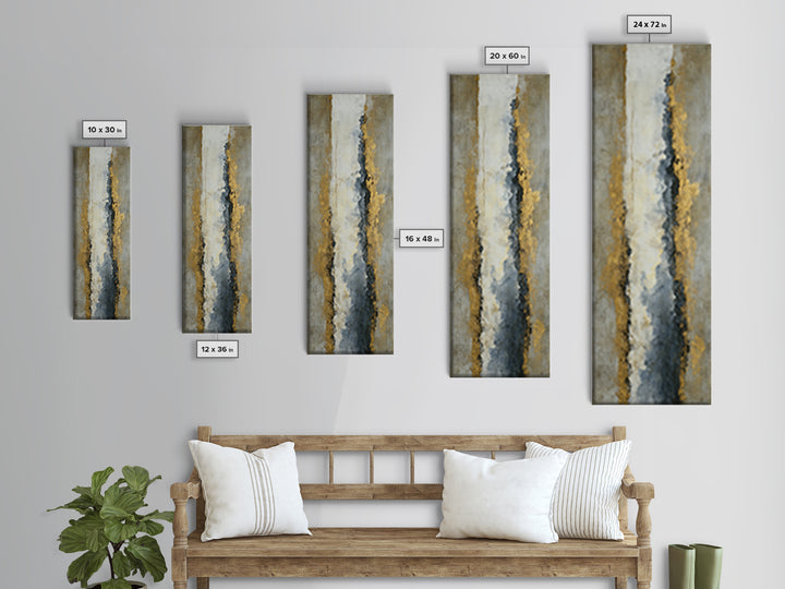 Gold Accented Abstract for Upscale Lobby Canvas Print, Hotel Art, Mid Century Modern, Hotel Decor, Abstract Art, Boutique, HOT-1x3-25