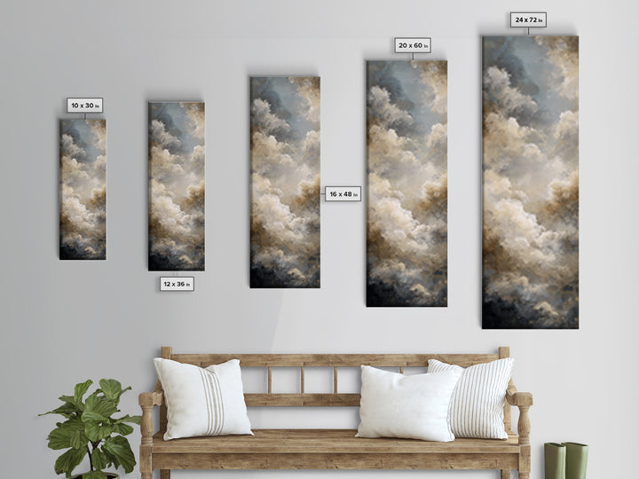 Large Cloudscape with Subtle Drama Framed Canvas Print, Hotel Art, Textured Painting, Hotel Decor, Fine Art, Boutique, HOT-1x3-29