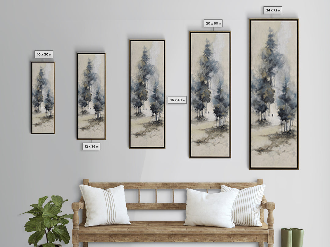 Japanese Ink Landscape Framed Canvas Print, Hotel Art, City Wall Art, Hotel Decor, Fine Art, Boutique, Minimalist Decor, HOT-1x3-30