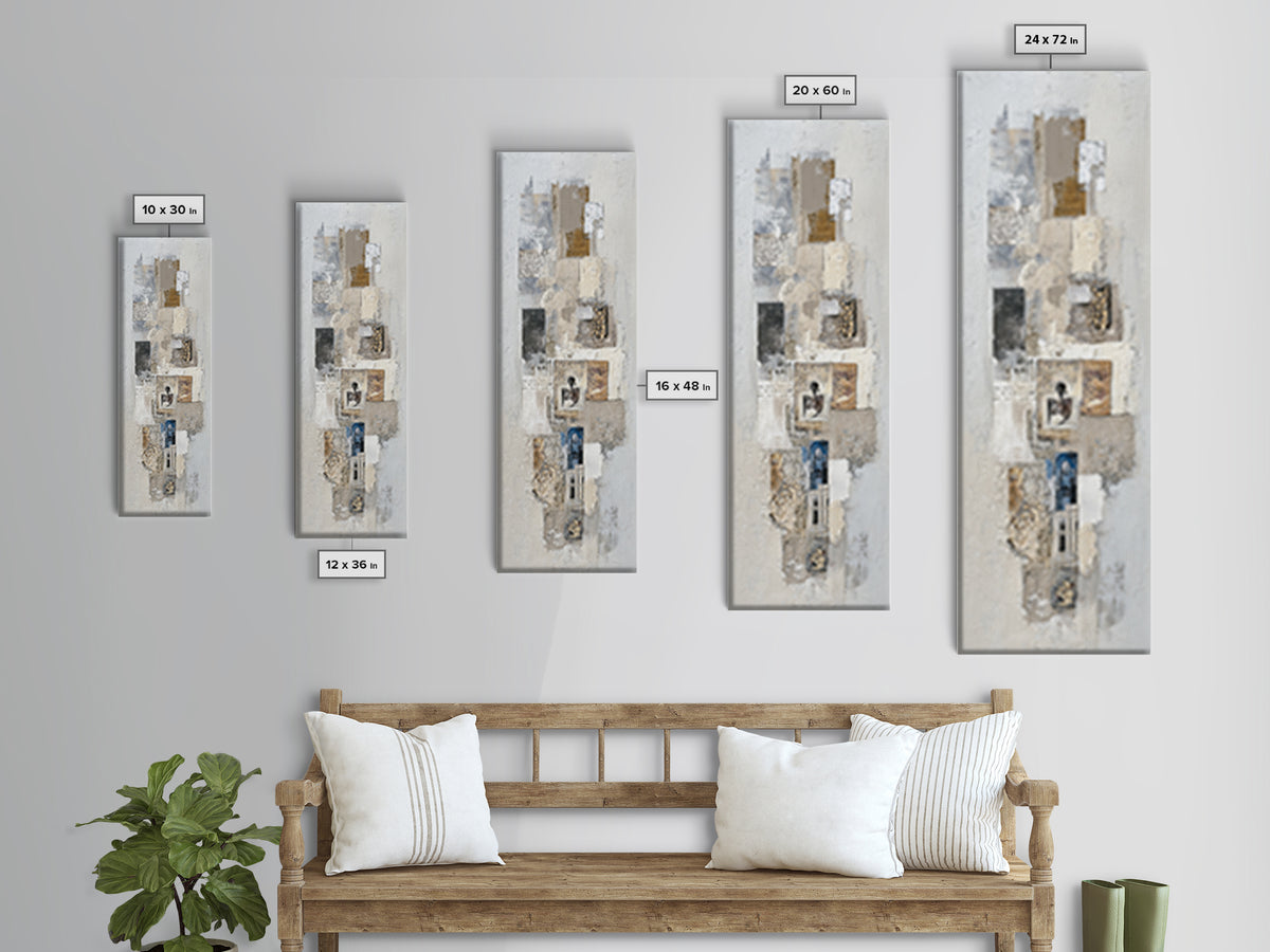 Sophisticated Neutral Abstract Canvas Print, Hotel Art, Minimalist Decor, Hotel Decor, Fine Art, Boutique, Large Wall Art, HOT-1x3-37