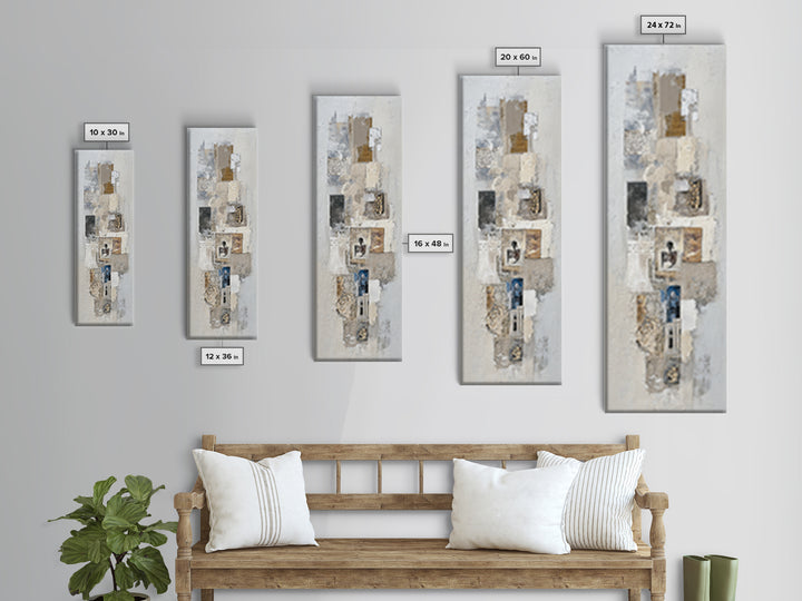 Sophisticated Neutral Abstract Canvas Print, Hotel Art, Minimalist Decor, Hotel Decor, Fine Art, Boutique, Large Wall Art, HOT-1x3-37