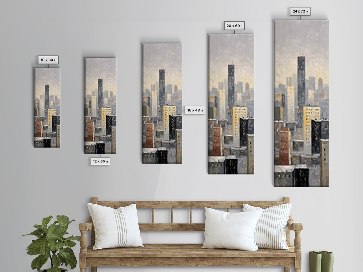 Quiet City Skyline Canvas Print, Hotel Art, Gallery Decor, Hotel Decor, Fine Art, Boutique, Wall Art, Home Decor, Poster, HOT-1x3-38