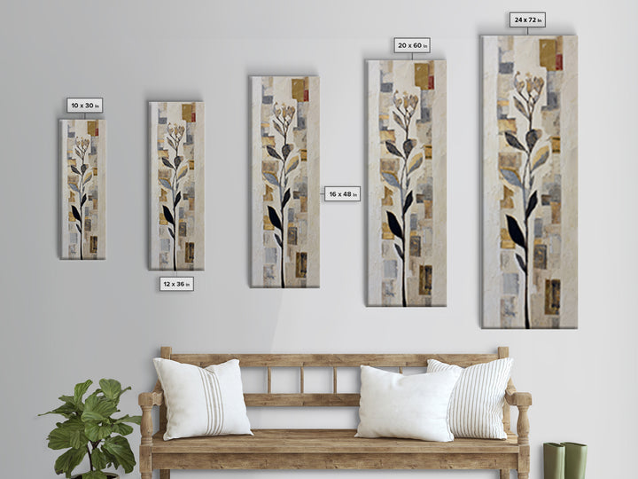 Elegant Botanical Branch on Ivory Ground Canvas Print, Hotel Art, Gallery Wall Art, Hotel Decor, Boutique, Luxury Decor, HOT-1x3-41