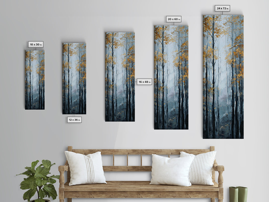 Misty Forest with Refined Calm Atmosphere Framed Canvas Print, Hotel Art, Fine Art Print, Hotel Decor, Fine Art, Boutique, HOT-1x3-50