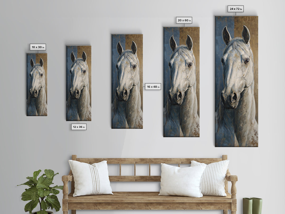 Neutral Horse Portrait Framed Canvas Print, Hotel Art, Mid Century Modern, Hotel Decor, Oil Painting, Boutique, Coastal Decor, HOT-1x3-52