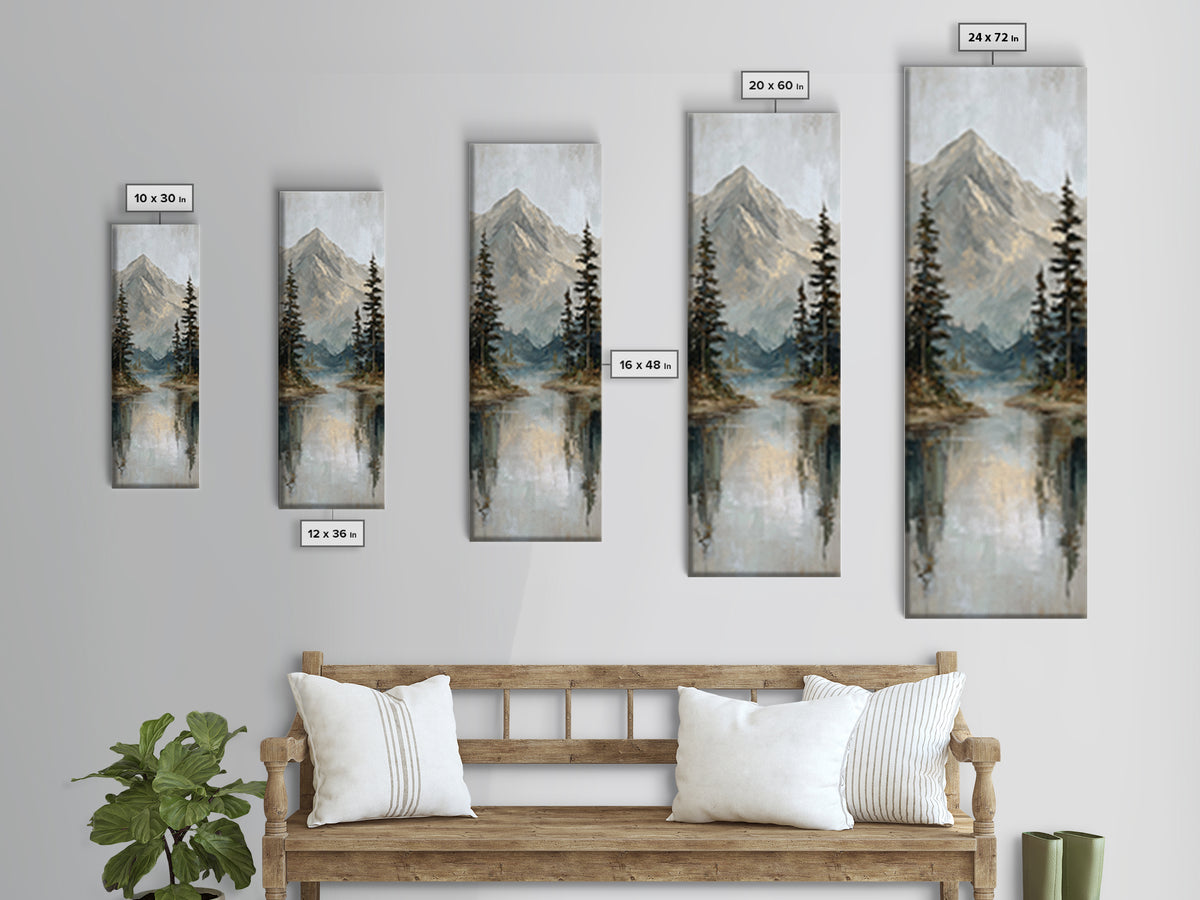 Serene Mountain Lake for Boutique Hotel Mood Canvas Print, Hotel Art, Modern Wall Art, Hotel Decor, Fine Art, Boutique, HOT-1x3-68