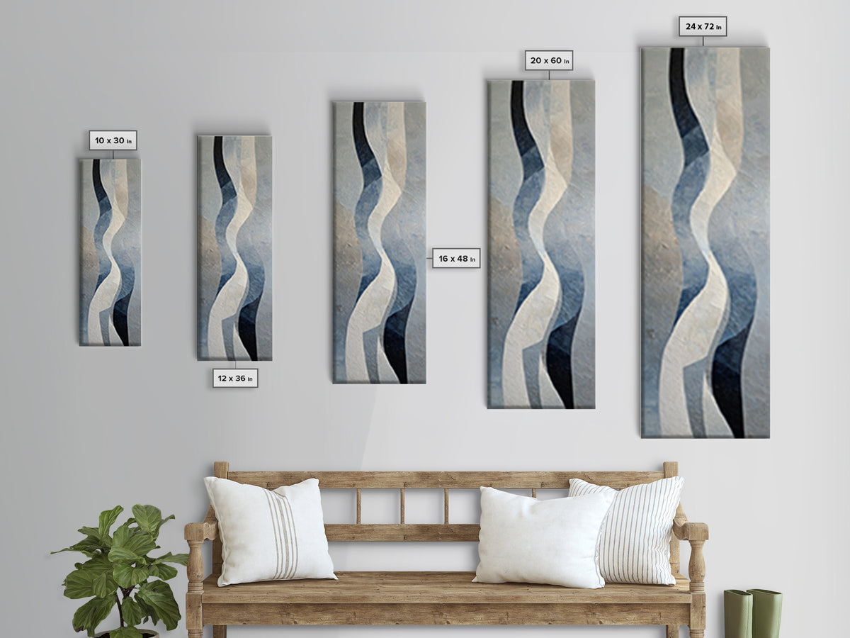 Soft Abstract Wave Forms Framed Canvas Print, Hotel Art, Modern Decor, Hotel Decor, Abstract Art, Boutique, Poster, Wall Decor, HOT-1x3-70