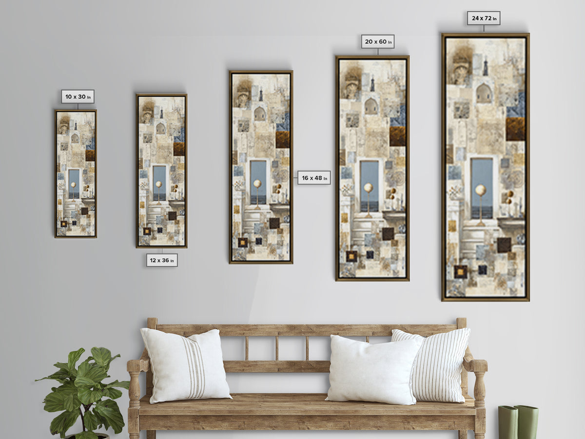 Mediterranean Terrace View Focused on Sea and Framed Canvas Print, Hotel Art, Gallery Decor, Hotel Decor, Fine Art, Boutique, HOT-1x3-71
