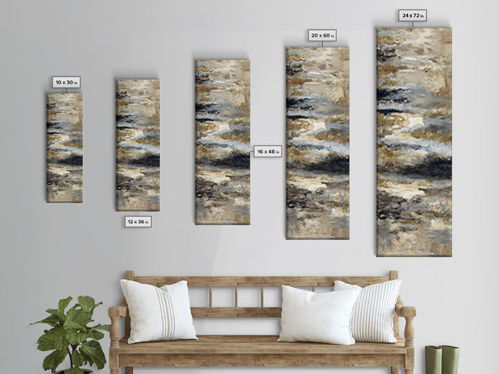 Gold Accented Abstract for Upscale Lobby Canvas Print, Hotel Art, Abstract Art, Hotel Decor, Boutique, Gallery Wall Art, HOT-1x3-73