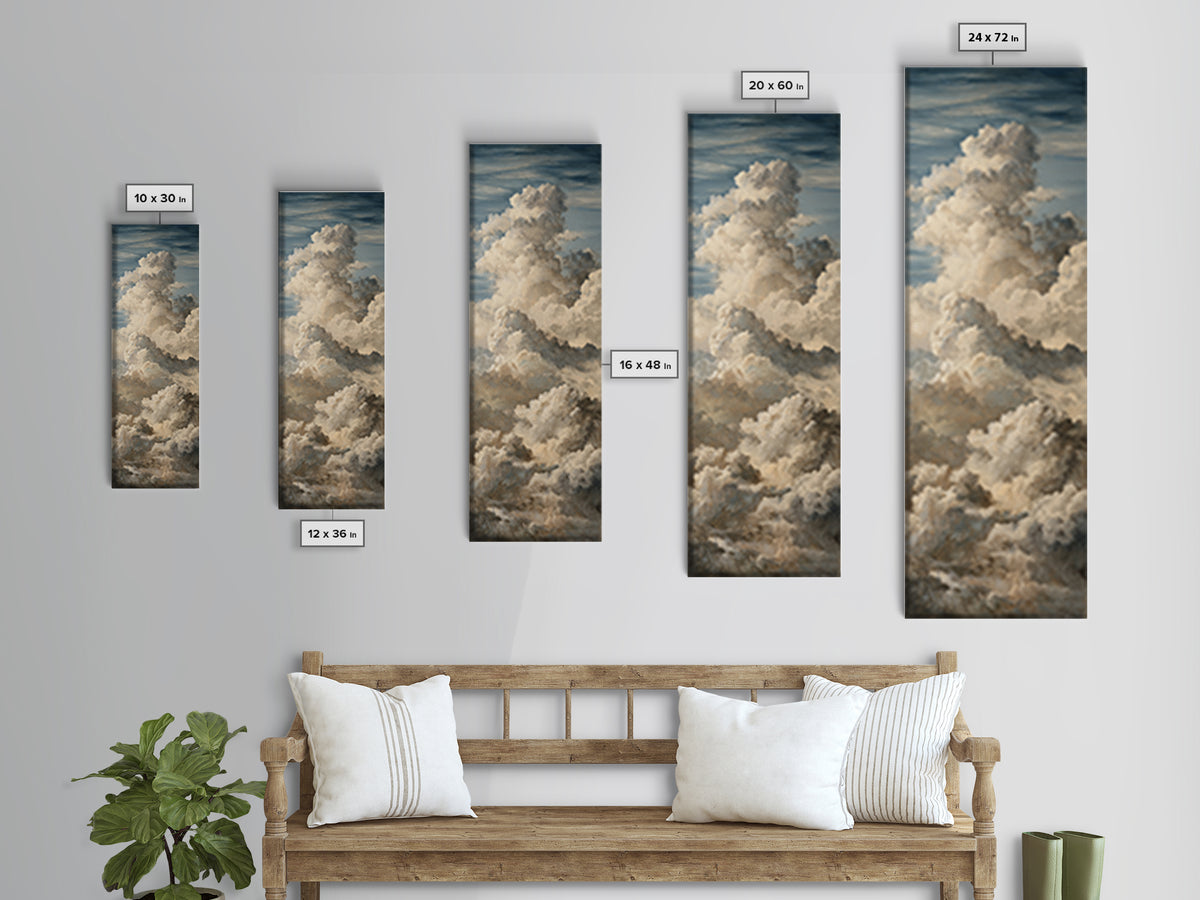 Large Cloudscape with Subtle Drama Canvas Print, Hotel Art, Poster, Hotel Decor, Boutique, Wood Wall Art, Printable Art, HOT-1x3-77