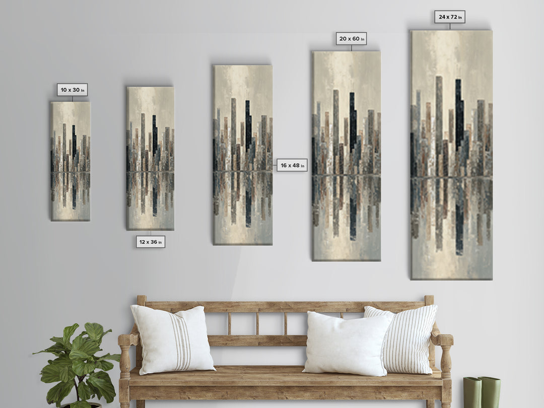 Quiet City Skyline Canvas Print, Hotel Art, Contemporary Art, Hotel Decor, Abstract Art, Boutique, Art Deco, Framed Art, HOT-1x3-86