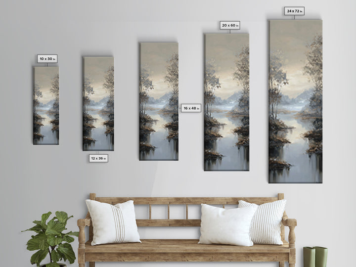 Luxury Monochrome Landscape Canvas Print, Hotel Art, Wall Art, Hotel Decor, Fine Art, Boutique, Abstract Art, Framed Art, HOT-1x3-90