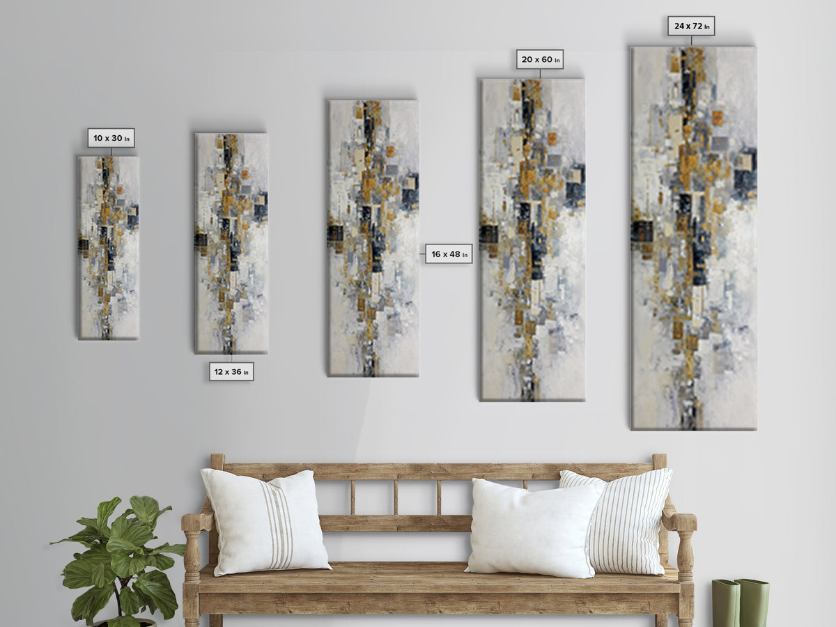Gold Accented Abstract for Upscale Lobby Canvas Print, Hotel Art, Boho Decor, Hotel Decor, Fine Art, Boutique, Painting, HOT-1x3-97