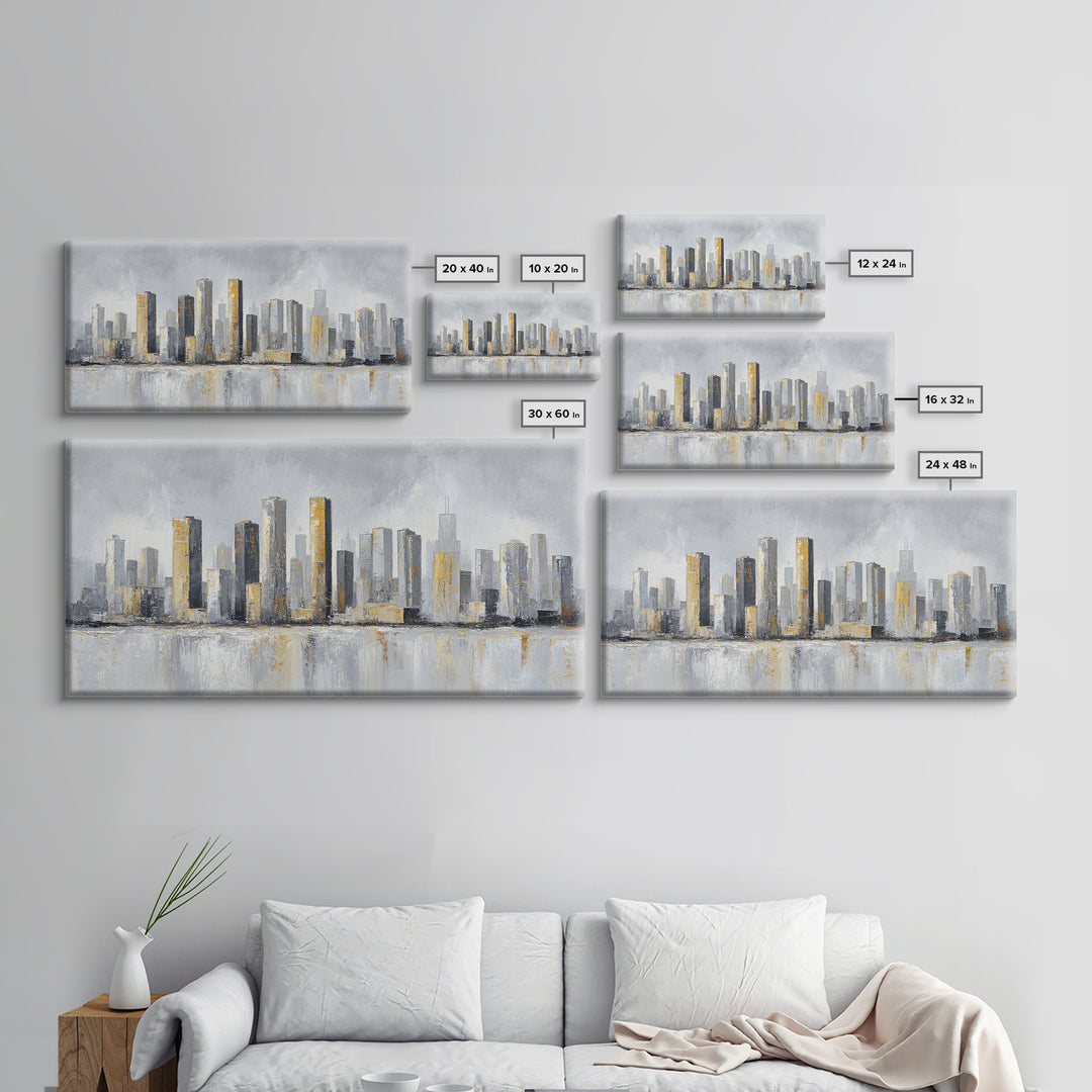 Quiet City Skyline Canvas Print, Hotel Art, Hotel Decor, Abstract Art, Boutique, Hazbin Hotel, Mid Century Modern, HOT-2x1-22