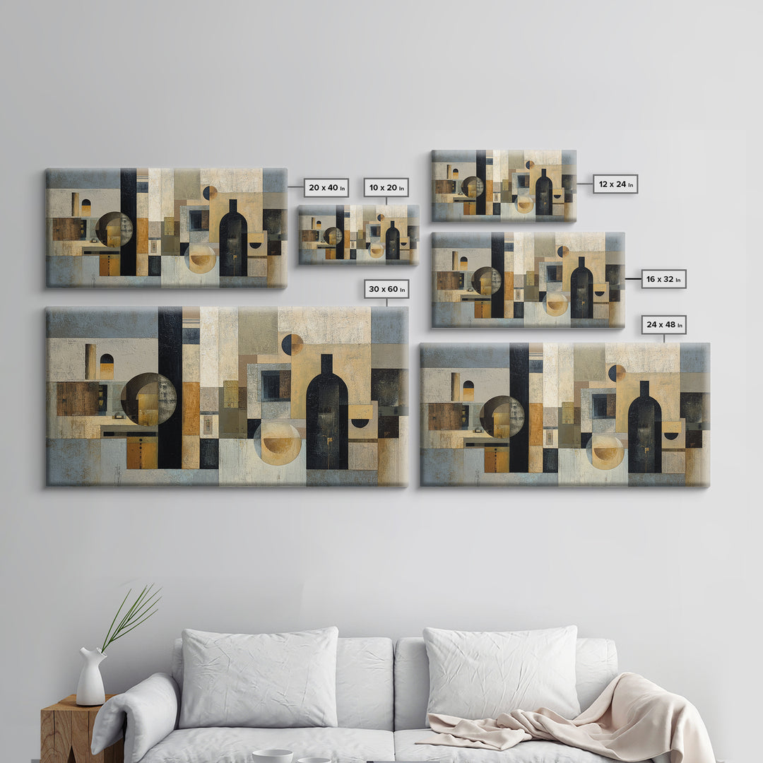 Modern Geometric Composition Framed Canvas Print, Hotel Art, Boho Decor, Hotel Decor, Fine Art, Boutique, Painting, Art Prints, HOT-2x1-27