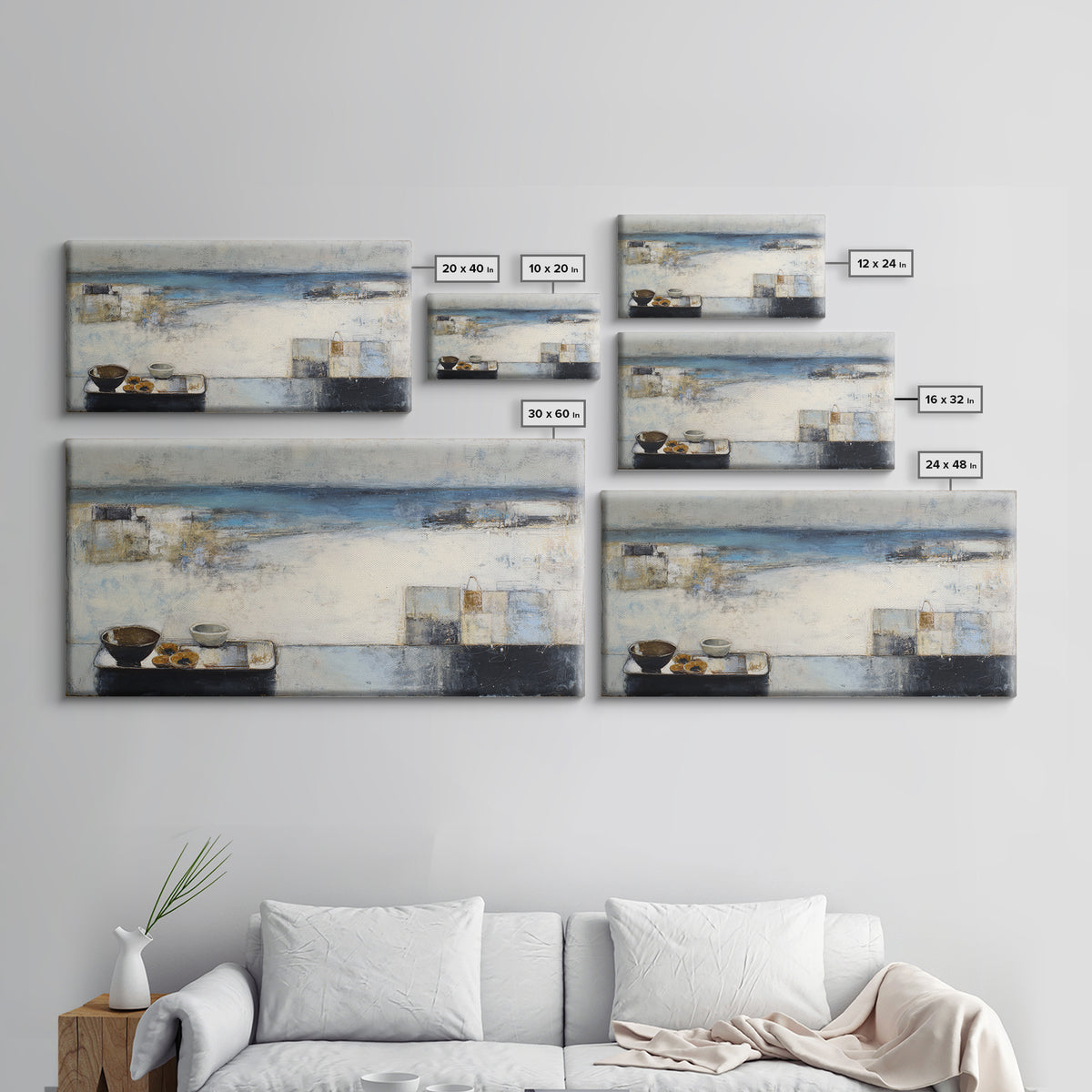 Mediterranean Terrace View Focused on Sea and Canvas Print, Hotel Art, Large Wall Art, Hotel Decor, Fine Art, Boutique, HOT-2x1-31