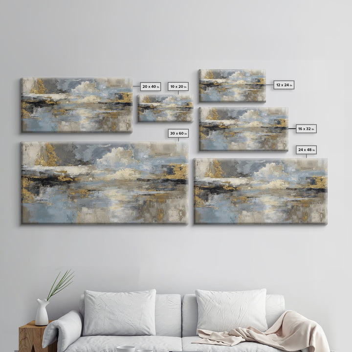 Gold Accented Abstract for Upscale Lobby Framed Canvas Print, Hotel Art, Wall Decor, Hotel Decor, Abstract Art, Boutique, HOT-2x1-33