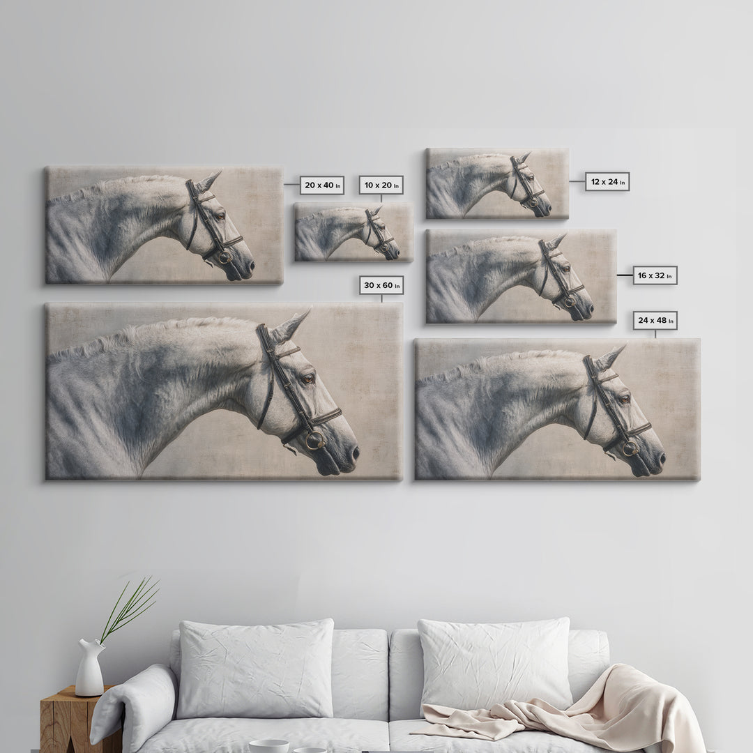 Neutral Horse Portrait Canvas Print, Hotel Art, Home Decor, Hotel Decor, Fine Art, Boutique, Framed Art, Wood Wall Art, HOT-2x1-36