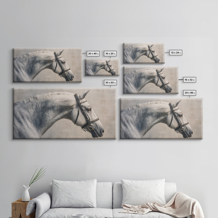 Neutral Horse Portrait Canvas Print, Hotel Art, Home Decor, Hotel Decor, Fine Art, Boutique, Framed Art, Wood Wall Art, HOT-2x1-36