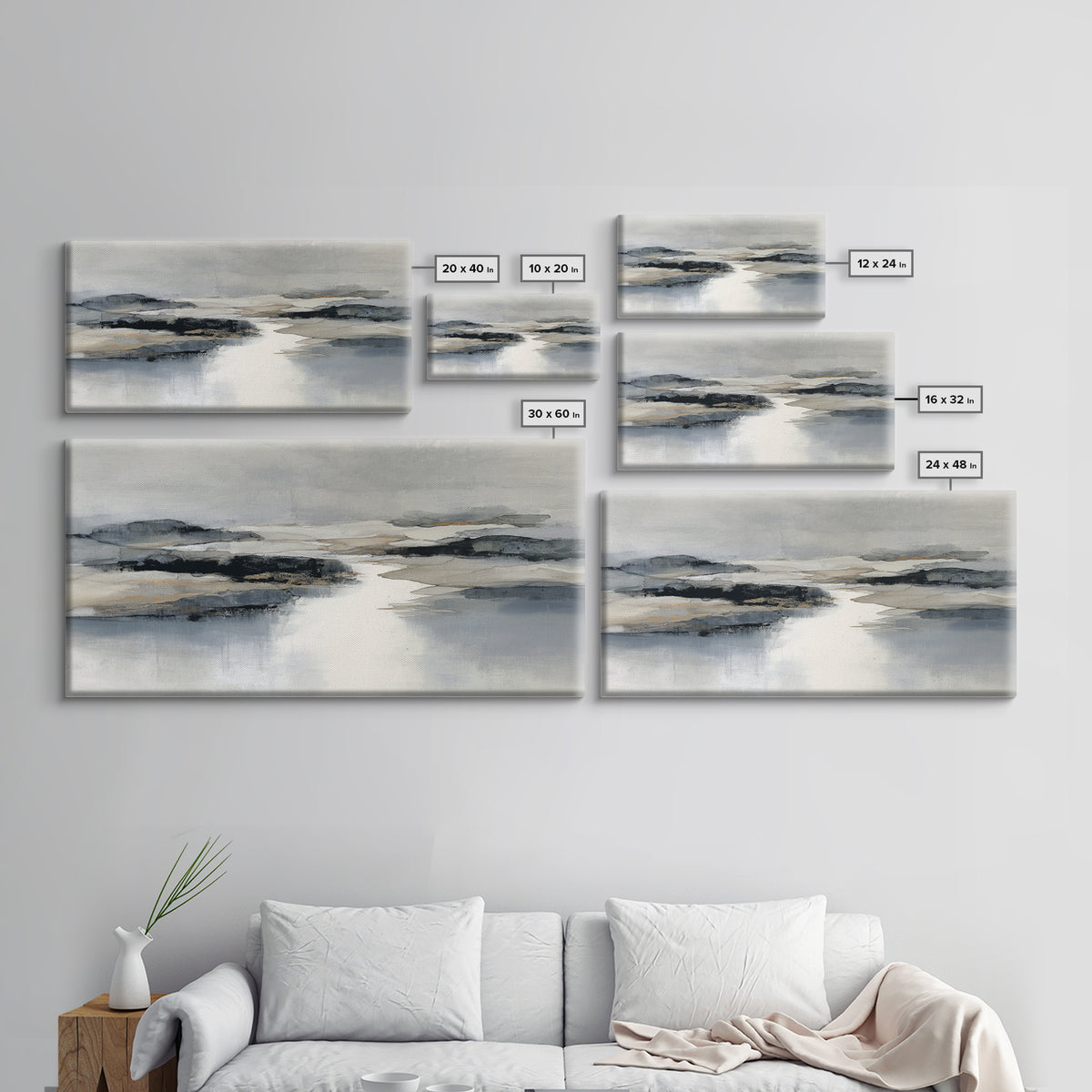 Japanese Ink Landscape Framed Canvas Print, Hotel Art, Luxury Decor, Hotel Decor, Fine Art, Boutique, Art Prints, Hazbin Hotel, HOT-2x1-38