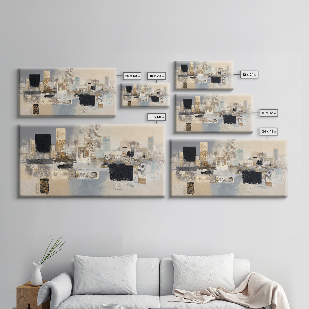 Sophisticated Neutral Abstract Framed Canvas Print, Hotel Art, Abstract Art, Hotel Decor, Fine Art, Boutique, Gallery Wall Art, HOT-2x1-45