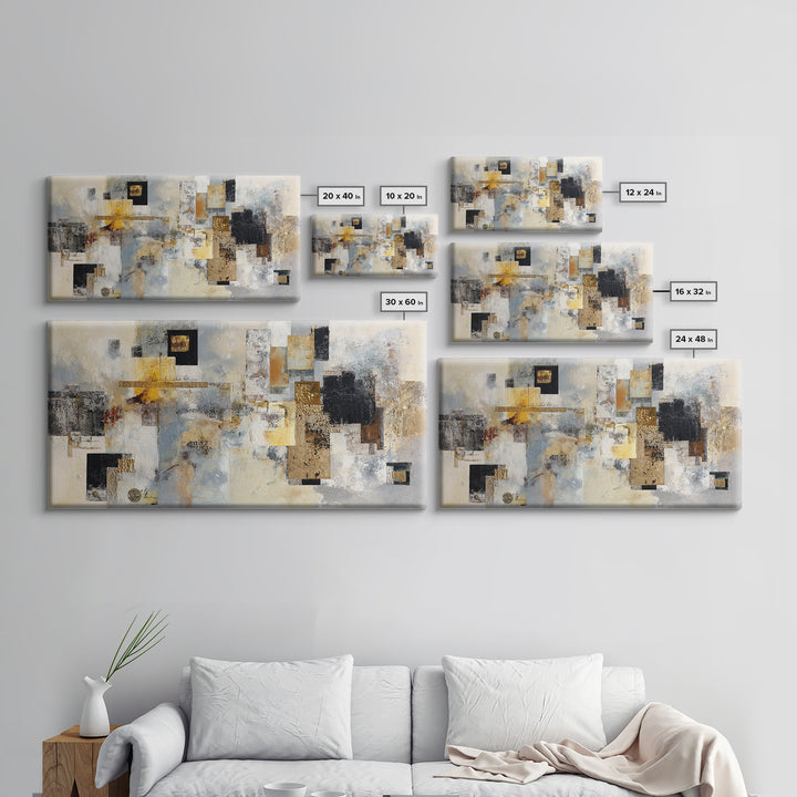 Gold Accented Abstract for Upscale Lobby Canvas Print, Hotel Art, Mid Century Modern, Hotel Decor, Abstract Art, Boutique, HOT-2x1-57