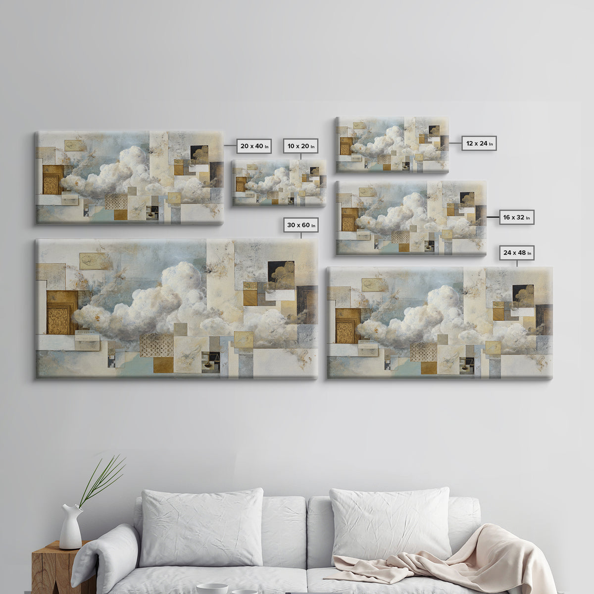Large Cloudscape with Subtle Drama Canvas Print, Hotel Art, Large Wall Art, Hotel Decor, Fine Art, Boutique, Beach Decor, HOT-2x1-61