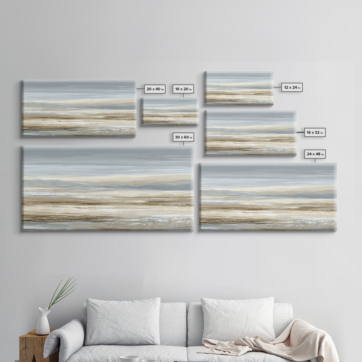 Panoramic Desert Horizon Canvas Print, Hotel Art, Hotel Decor, Oil Painting, Boutique, Wall Sculpture, Coastal Wall Art, HOT-2x1-64