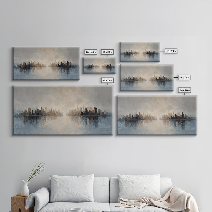 Quiet City Skyline Canvas Print, Hotel Art, Art Print, Hotel Decor, Fine Art, Boutique, Wall Sculpture, Coastal Wall Art, HOT-2x1-70