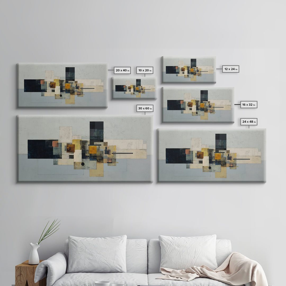 Modern Geometric Composition Framed Canvas Print, Hotel Art, Room Decor, Hotel Decor, Abstract Art, Boutique, Art Print, HOT-2x1-75