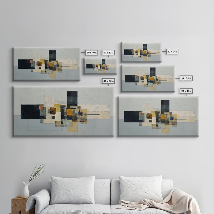 Modern Geometric Composition Framed Canvas Print, Hotel Art, Room Decor, Hotel Decor, Abstract Art, Boutique, Art Print, HOT-2x1-75