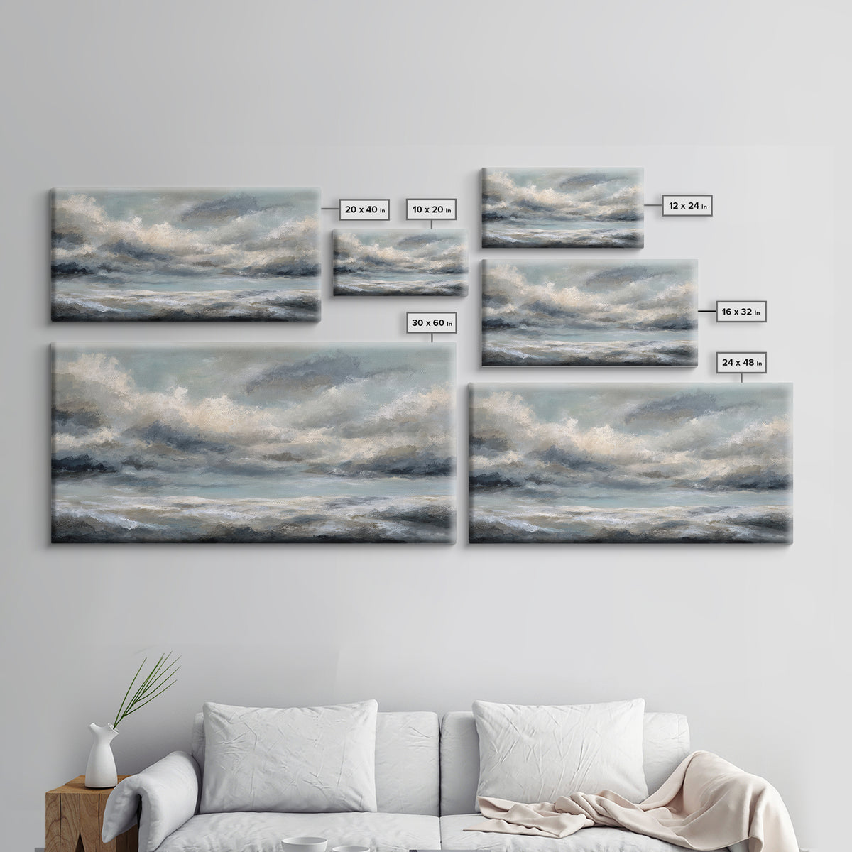 Large Cloudscape with Subtle Drama Framed Canvas Print, Hotel Art, Living Room Decor, Hotel Decor, Fine Art, Boutique, HOT-2x1-85