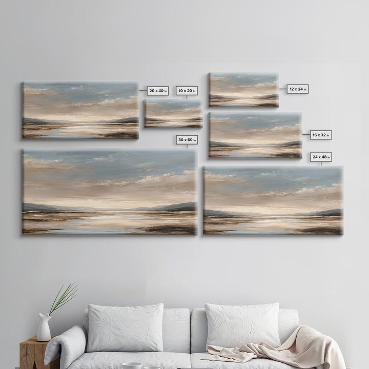 Panoramic Desert Horizon Framed Canvas Print, Hotel Art, Framed Art, Hotel Decor, Boutique, Beach Prints, Gallery Wall Set, HOT-2x1-88