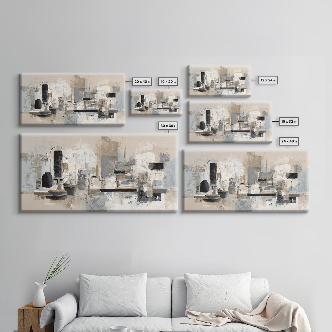 Simple Black Line Figure Framed Canvas Print, Hotel Art, Large Wall Art, Hotel Decor, Fine Art, Boutique, Beach Decor, HOT-2x1-91