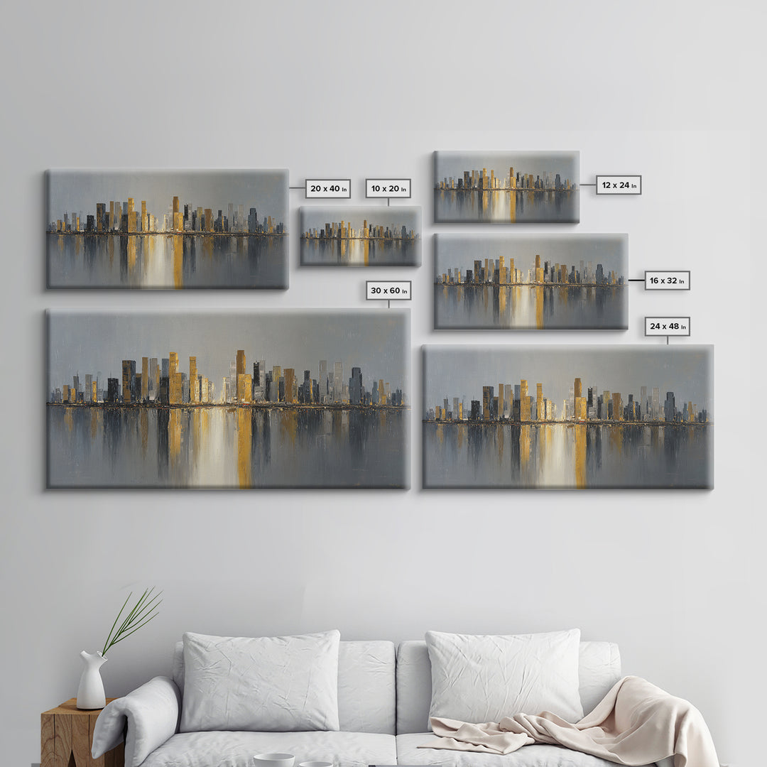 Quiet City Skyline Canvas Print, Hotel Art, Art Print, Hotel Decor, Fine Art, Boutique, Wall Sculpture, Coastal Wall Art, HOT-2x1-94