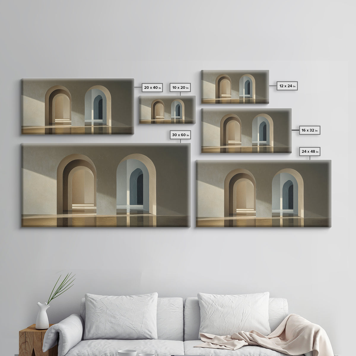 Minimal Architectural Arch Study Framed Canvas Print, Hotel Art, Coastal Wall Art, Hotel Decor, Oil Painting, Boutique, HOT-2x1-96