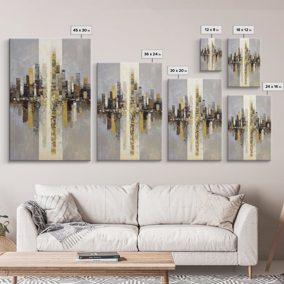 Quiet City Skyline Canvas Print, Hotel Art, Contemporary Art, Hotel Decor, Abstract Art, Boutique, Art Deco, Framed Art, HOT-2x3-10