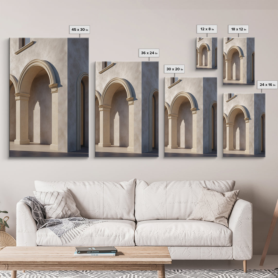 Minimal Architectural Arch Study Framed Canvas Print, Hotel Art, Hotel Decor, Oil Painting, Boutique, Modern Wall Art, HOT-2x3-12