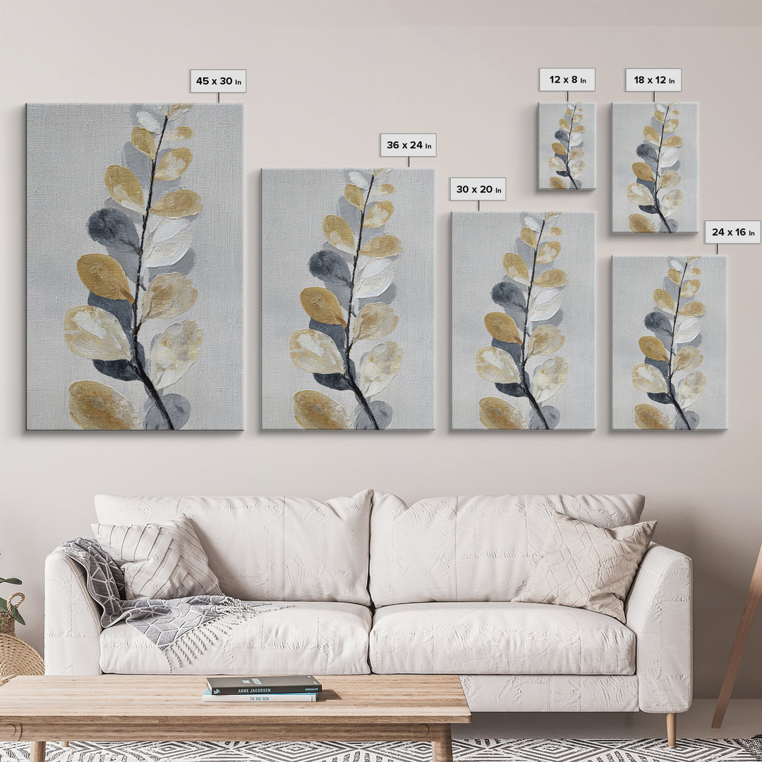 Elegant Botanical Branch on Ivory Ground Framed Canvas Print, Hotel Art, Large Wall Art, Hotel Decor, Fine Art, Boutique, HOT-2x3-13