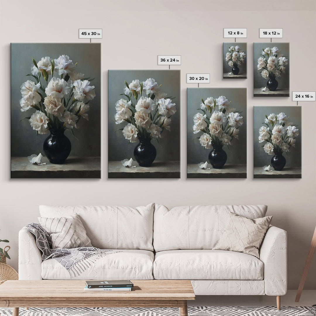 Classic Oil Painted Floral Still Life Framed Canvas Print, Hotel Art, Art Deco, Hotel Decor, Boutique, Minimalist Wall Art, HOT-2x3-17