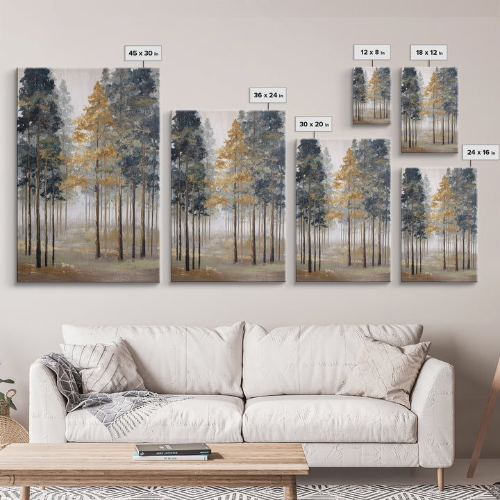 Misty Forest with Refined Calm Atmosphere Framed Canvas Print, Hotel Art, Poster, Hotel Decor, Boutique, Wood Wall Art, HOT-2x3-22