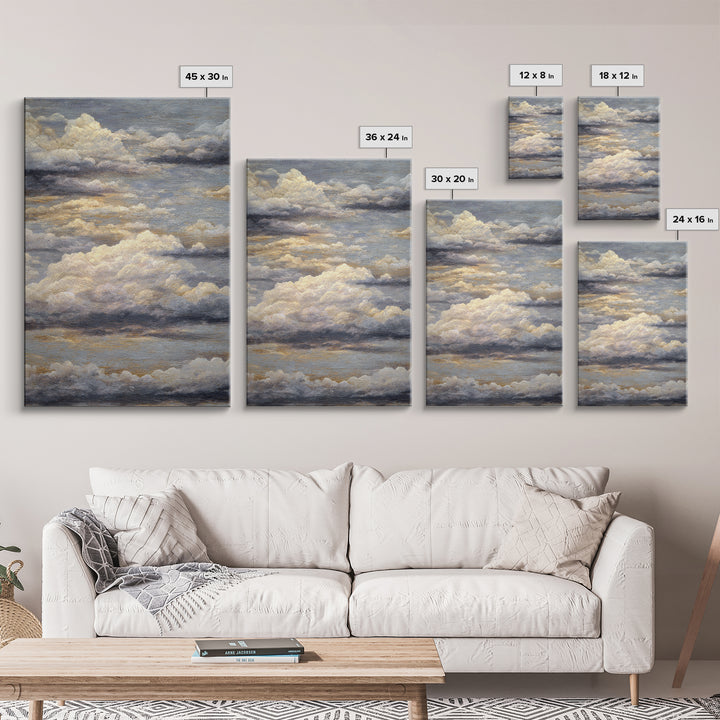 Large Cloudscape with Subtle Drama Framed Canvas Print, Hotel Art, Art Print, Hotel Decor, Fine Art, Boutique, Wall Sculpture, HOT-2x3-25