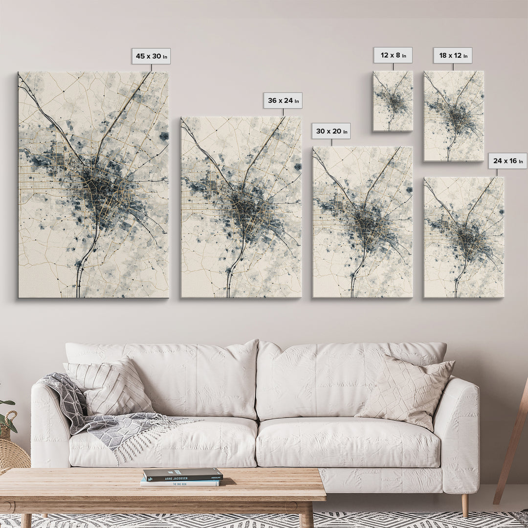City Map Abstract Lines Without Readable Labels Canvas Print, Hotel Art, Statement Artwork, Hotel Decor, Abstract Art, Boutique, HOT-2x3-32