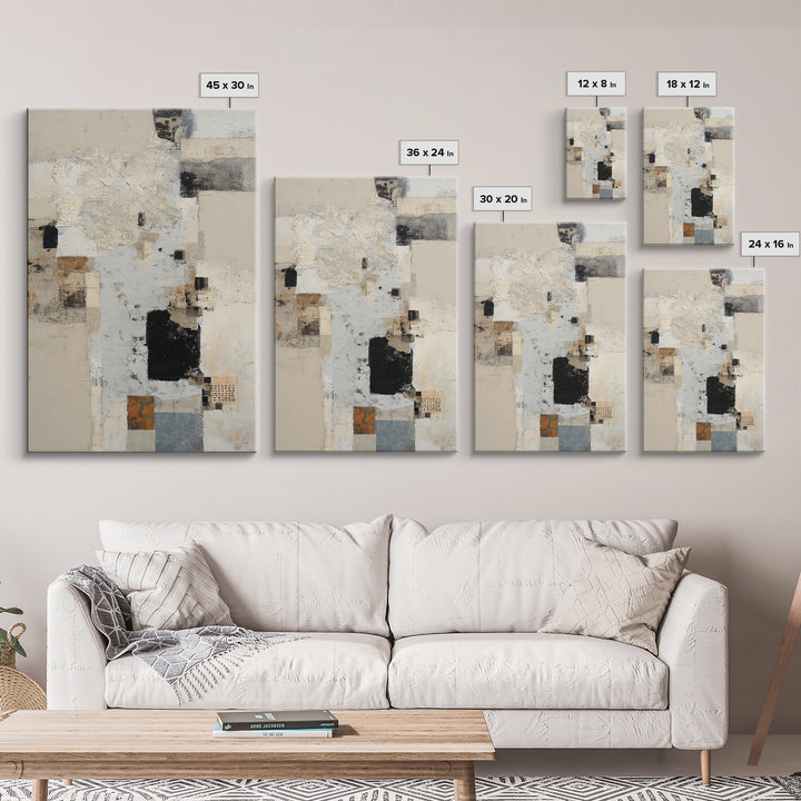 Sophisticated Neutral Abstract Framed Canvas Print, Hotel Art, Printable Art, Hotel Decor, Abstract Art, Boutique, HOT-2x3-33
