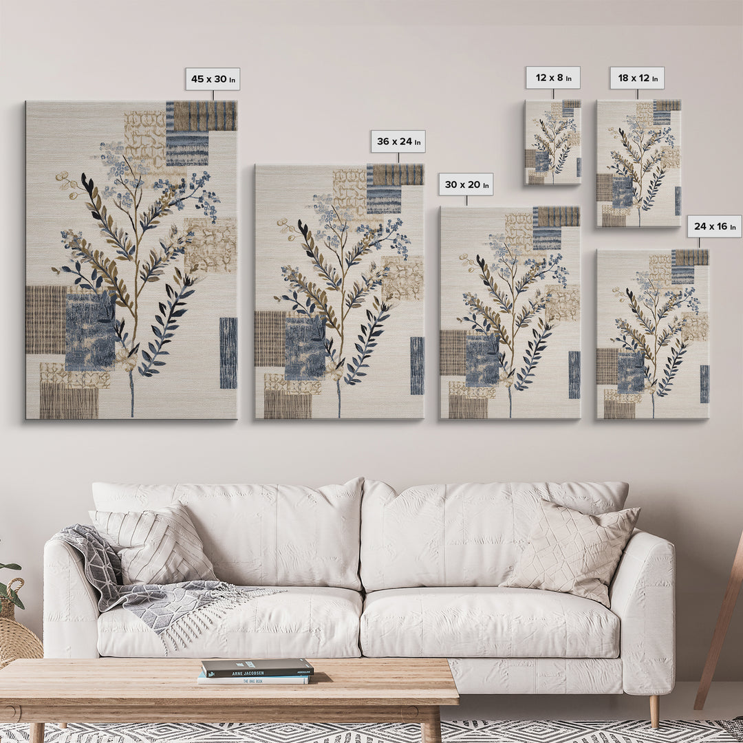 Elegant Botanical Branch on Ivory Ground Framed Canvas Print, Hotel Art, Large Wall Art, Hotel Decor, Fine Art, Boutique, HOT-2x3-37